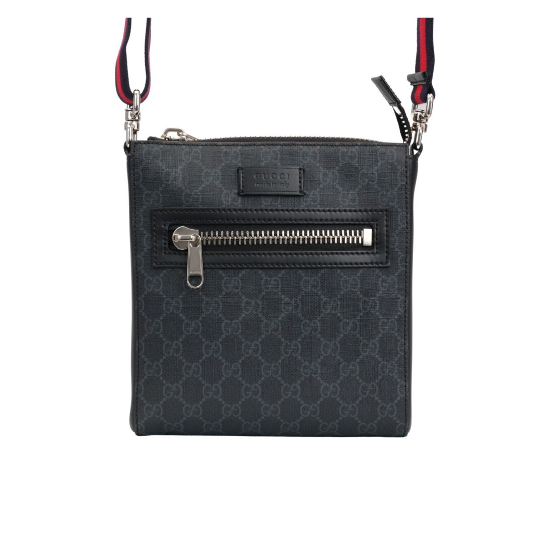 Gucci 黑花郵差包