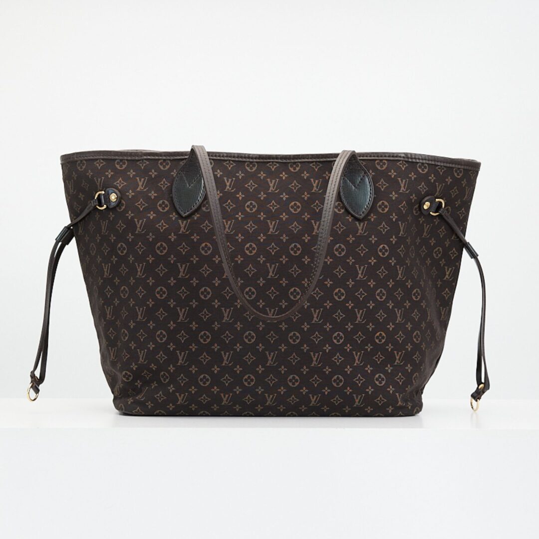 二手Lv neverfull MM棕色丹寧款購物袋
