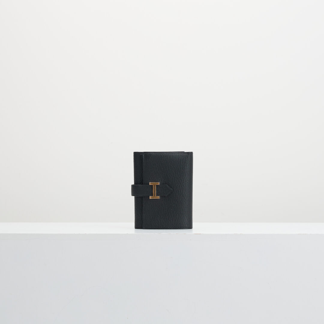 Hermès Bearn 三折短夾/黑金羊