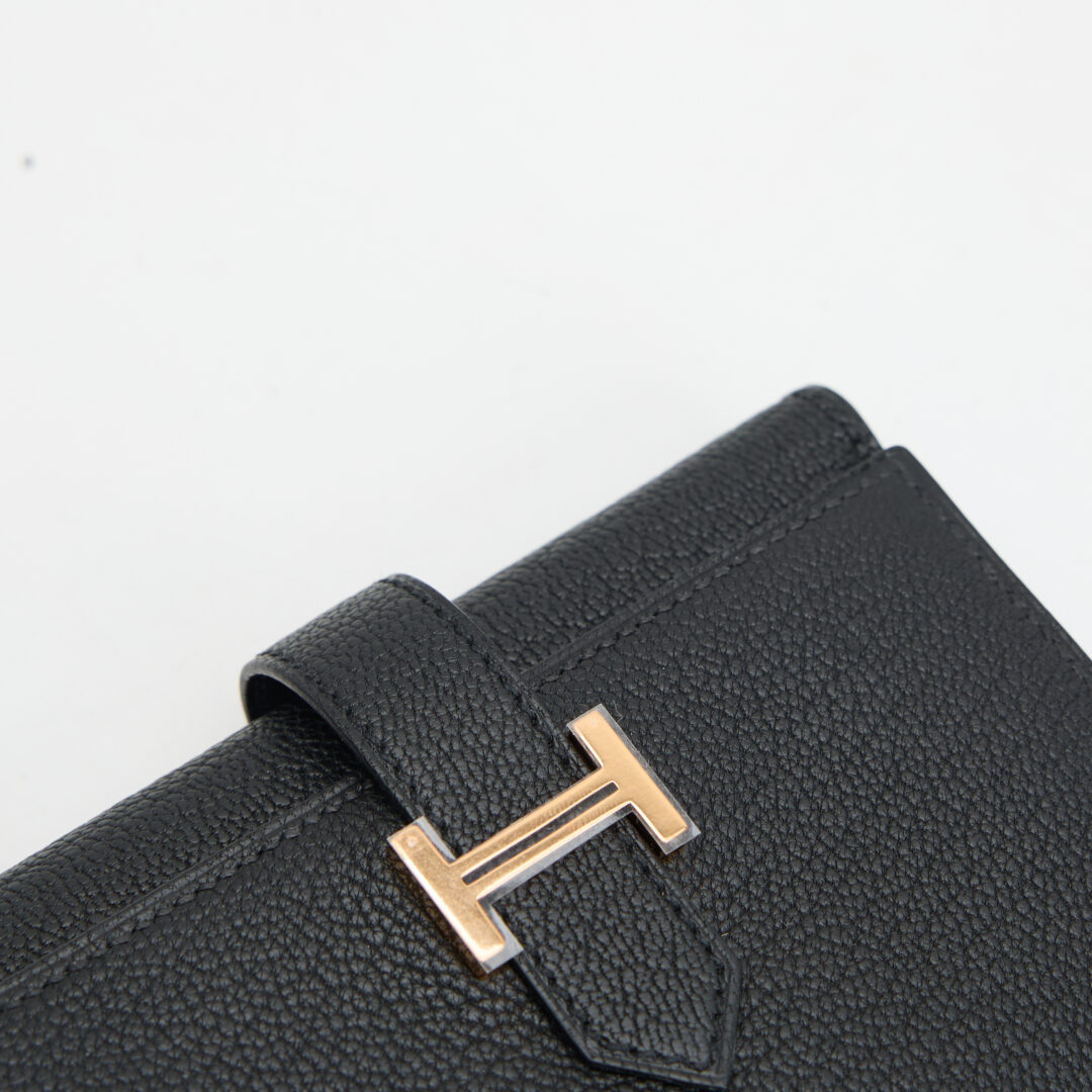 Hermès Bearn 三折短夾/黑金羊：圖片 12