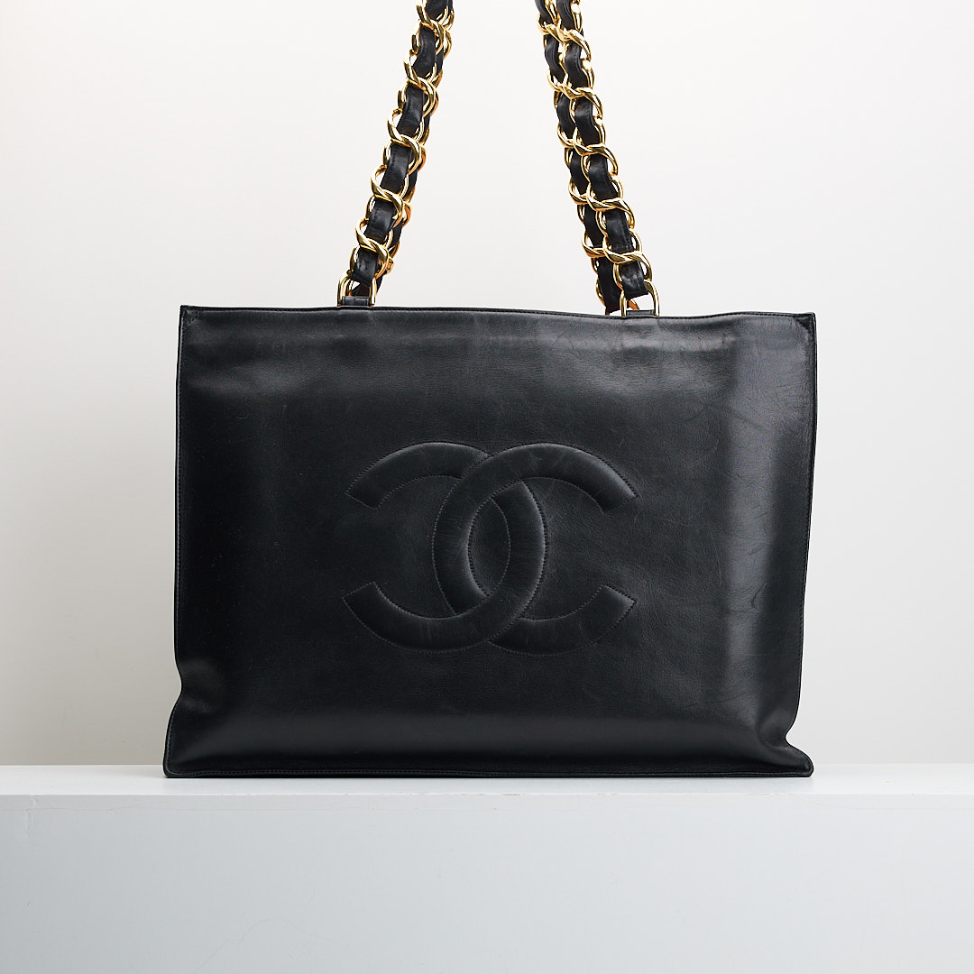 二手chanel vintage 粗鍊托特奶粉包