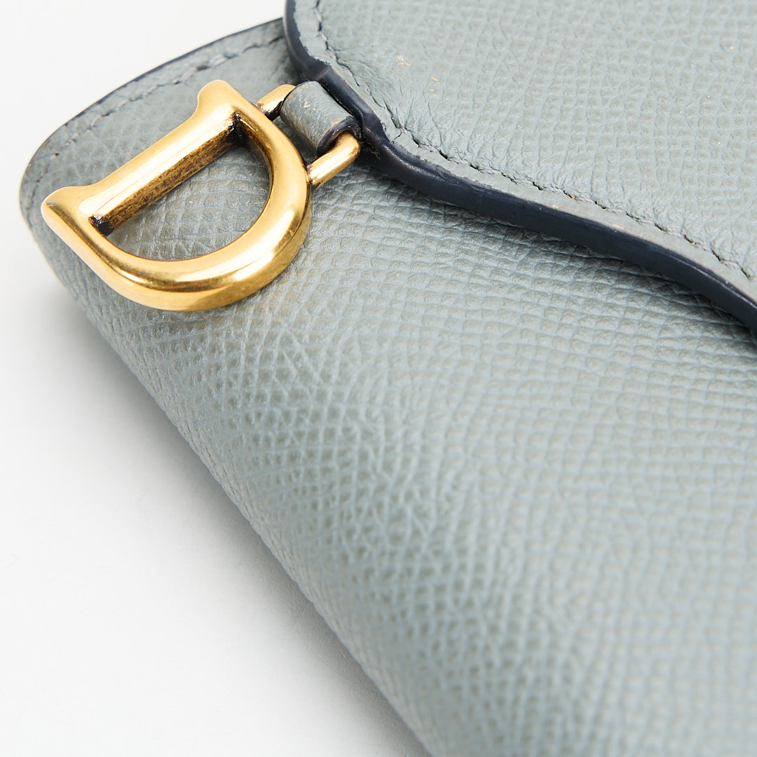 二手Dior saddle 馬鞍短夾/牛皮 石灰色:圖片 10