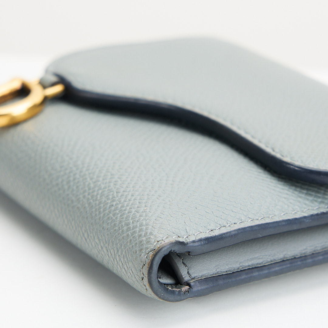 二手Dior saddle 馬鞍短夾/牛皮 石灰色:圖片 9