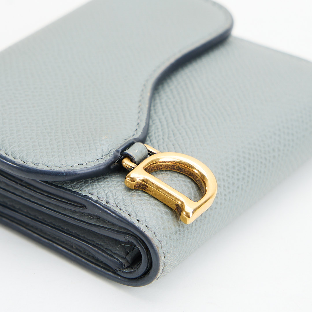 二手Dior saddle 馬鞍短夾/牛皮 石灰色:圖片 5