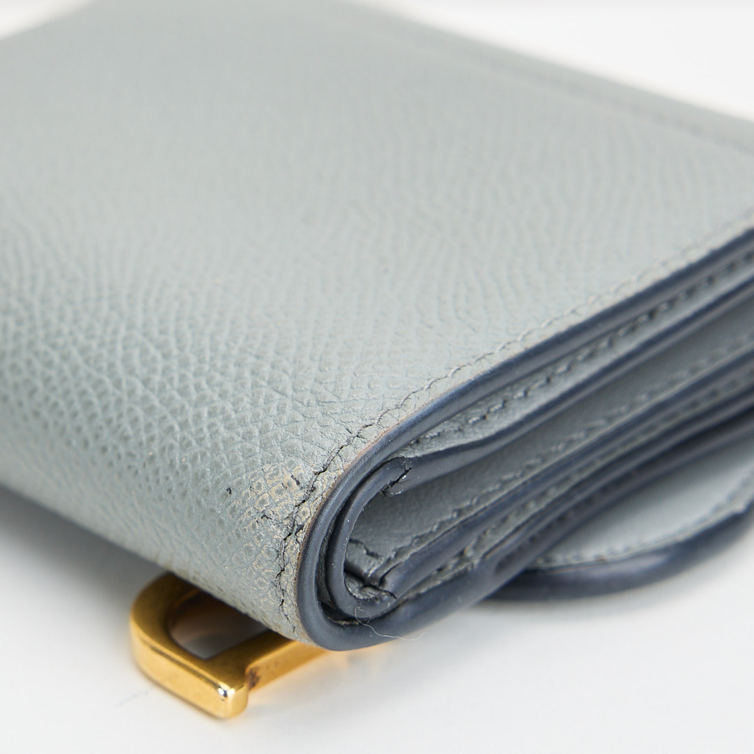 二手Dior saddle 馬鞍短夾/牛皮 石灰色:圖片 13