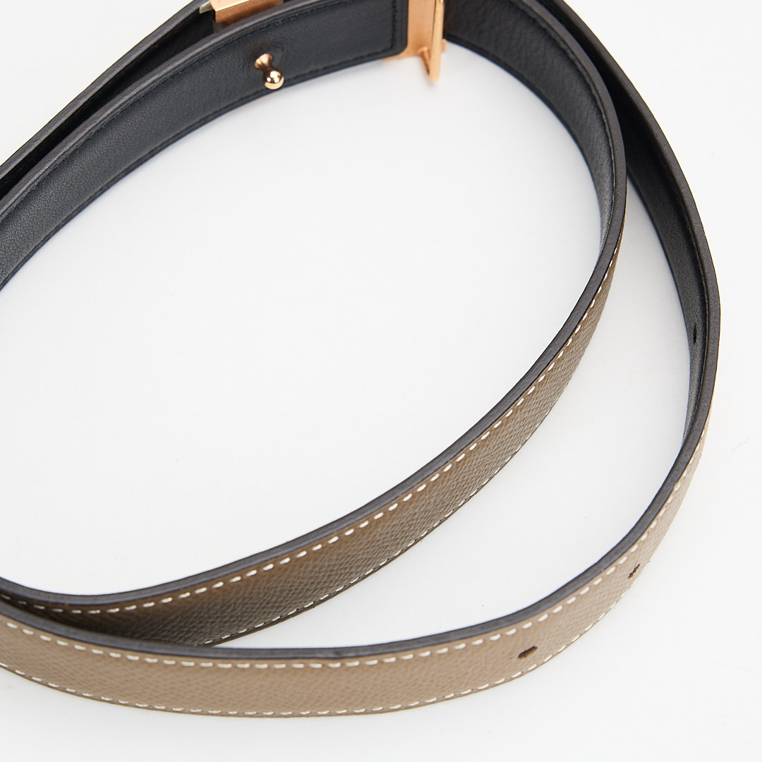 Hermes Constance H扣雙面皮帶 /大象灰黑色:圖片 5