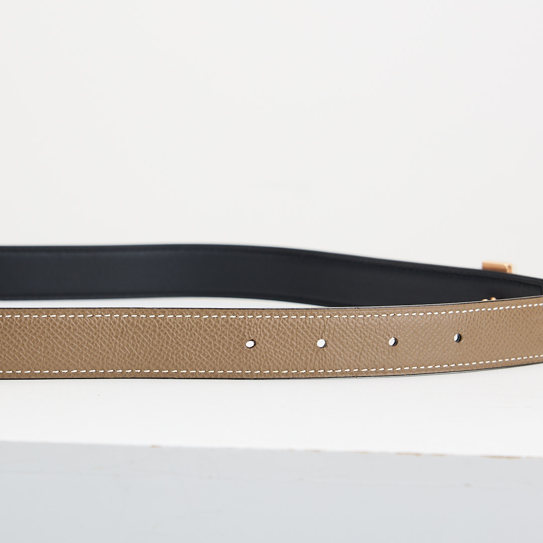 Hermes Constance H扣雙面皮帶 /大象灰黑色:圖片 4