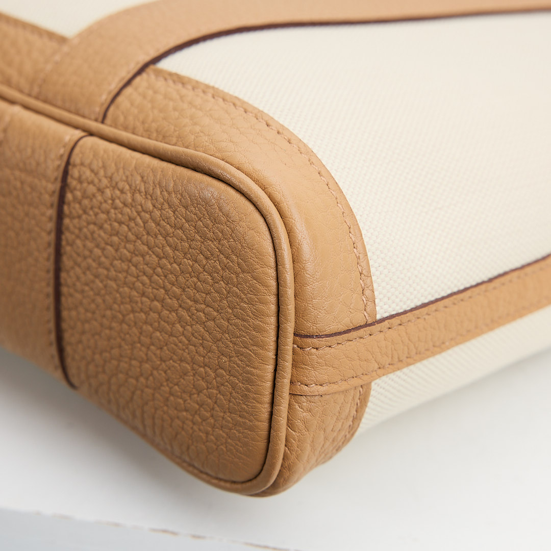 Hermès garden file 28小號竪版花園包/芝麻色拼冰川白 :圖片 12