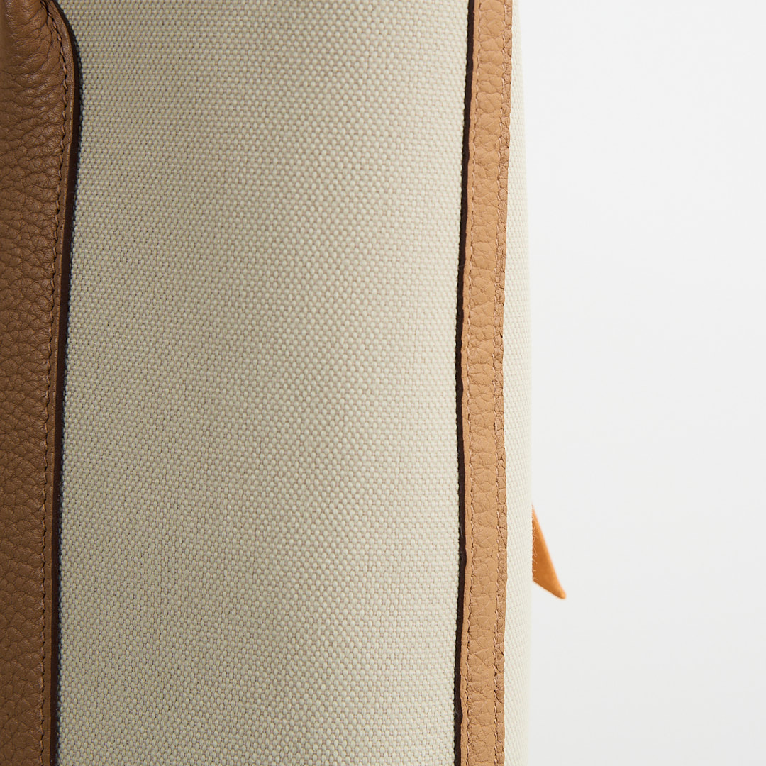 Hermès garden file 28小號竪版花園包/芝麻色拼冰川白 :圖片 11