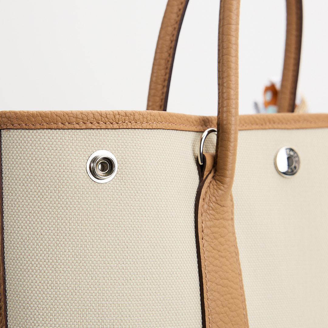 Hermès garden file 28小號竪版花園包/芝麻色拼冰川白 :圖片 13