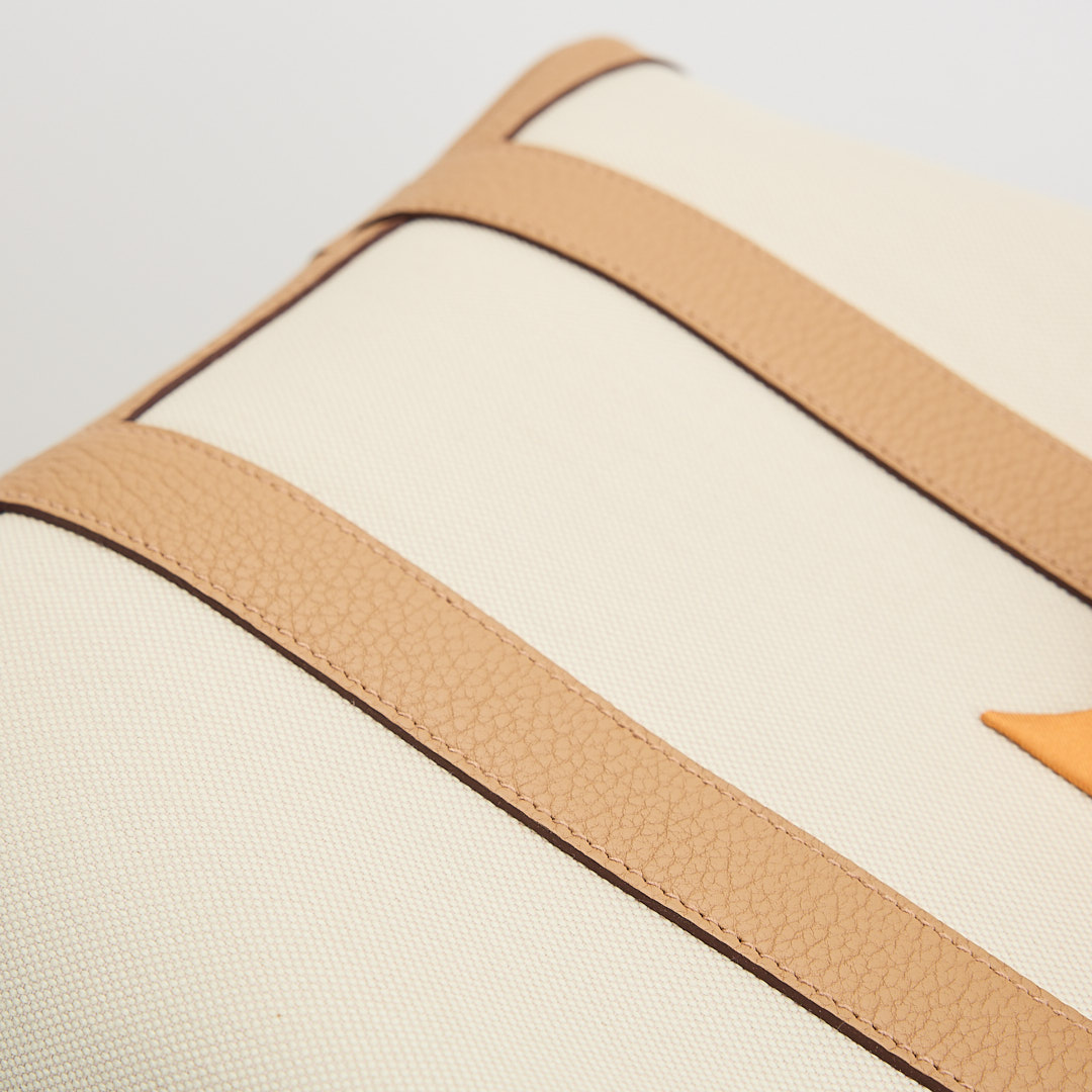 Hermès garden file 28小號竪版花園包/芝麻色拼冰川白 :圖片 10