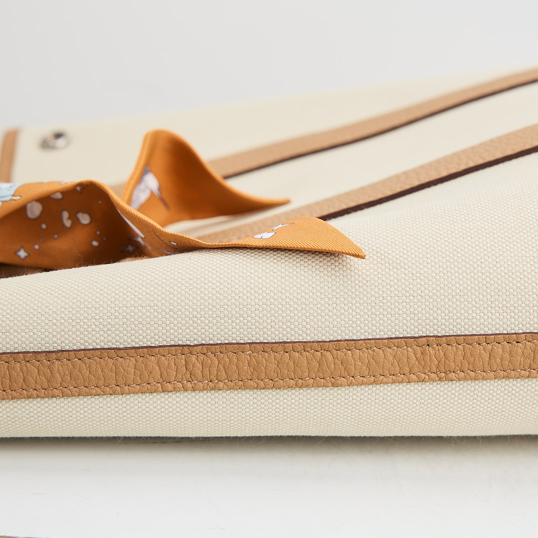 Hermès garden file 28小號竪版花園包/芝麻色拼冰川白 :圖片 9