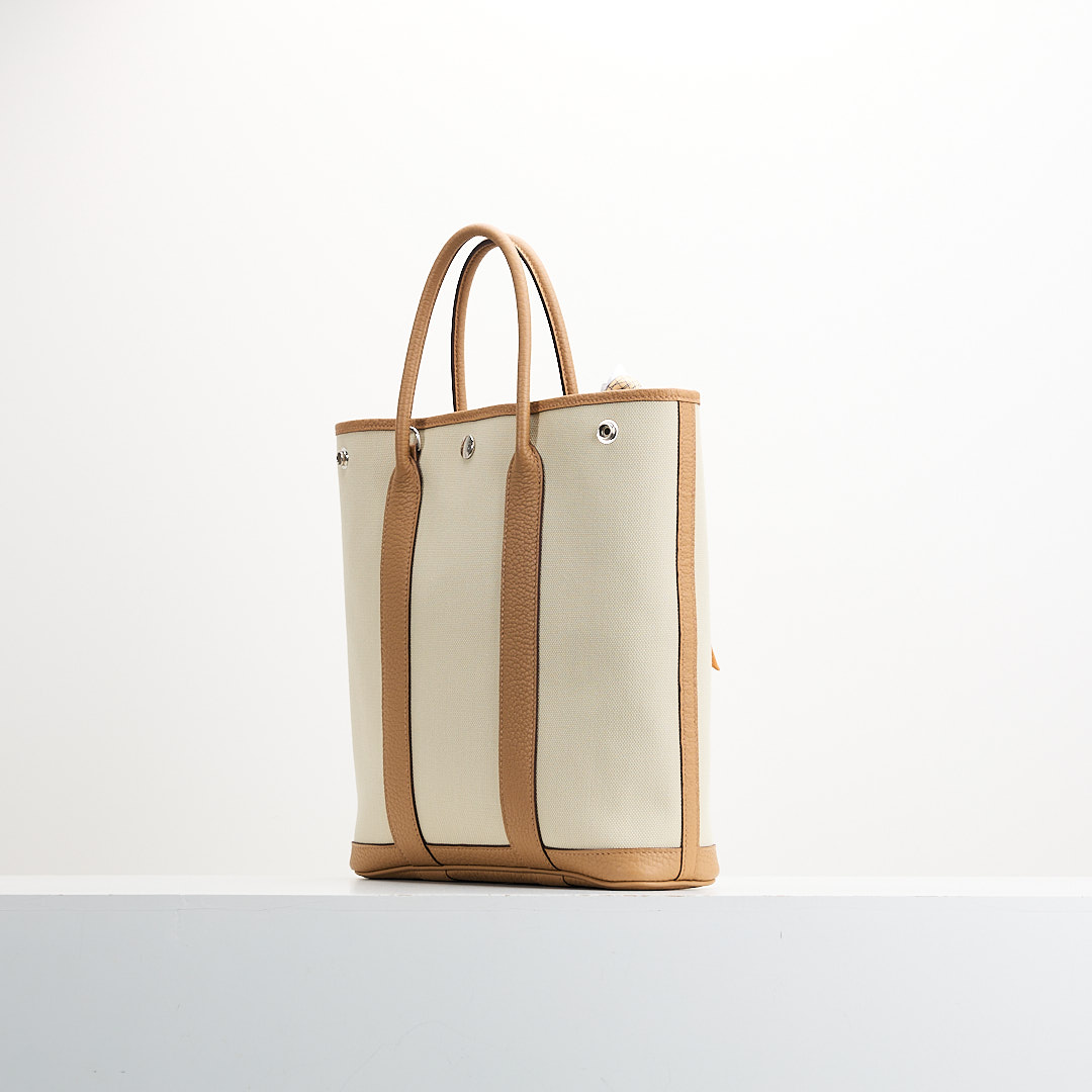 Hermès garden file 28小號竪版花園包/芝麻色拼冰川白 :圖片 3