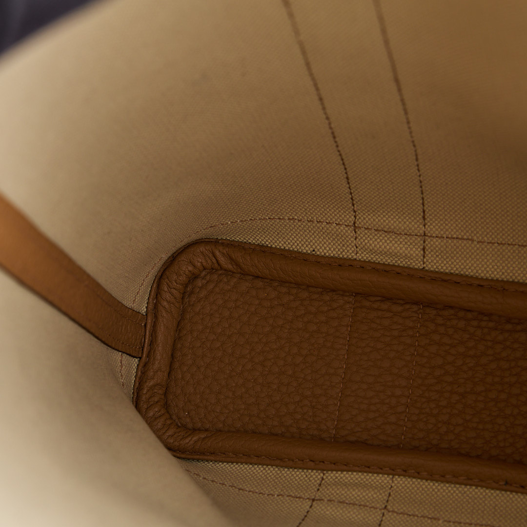 Hermès garden file 28小號竪版花園包/芝麻色拼冰川白 :圖片 21