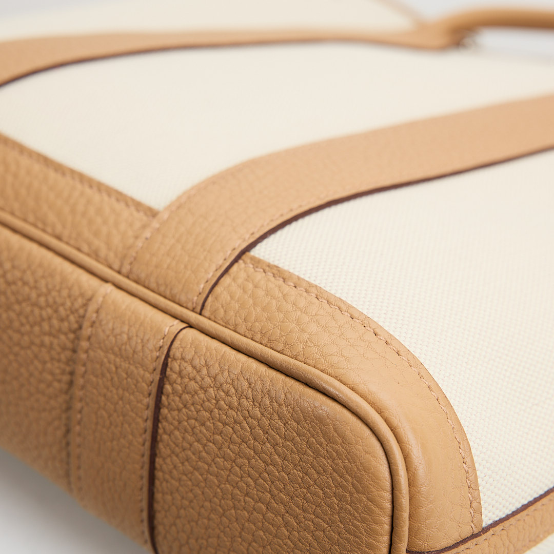 Hermès garden file 28小號竪版花園包/芝麻色拼冰川白 :圖片 5