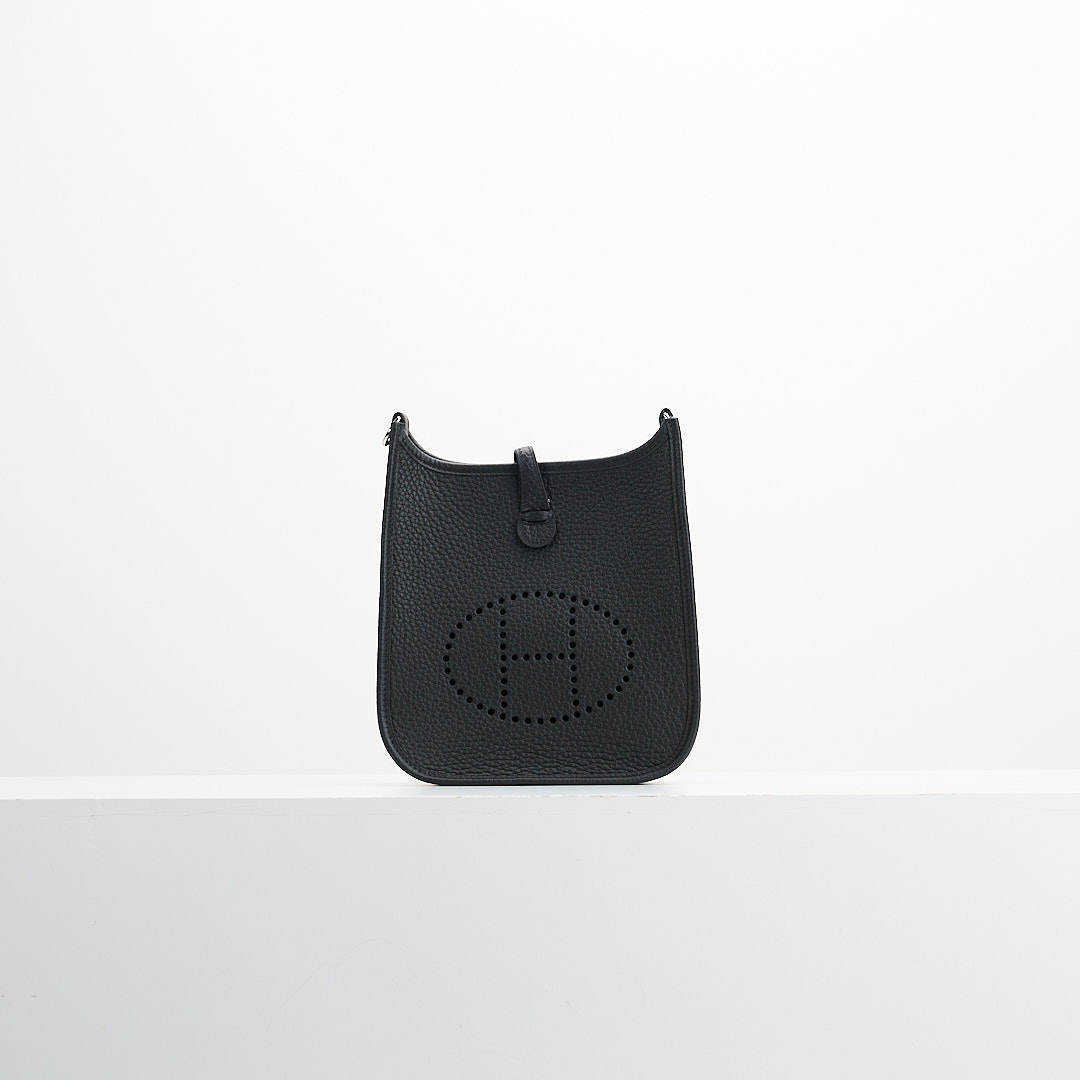 二手Hermès mini evelyne黑銀