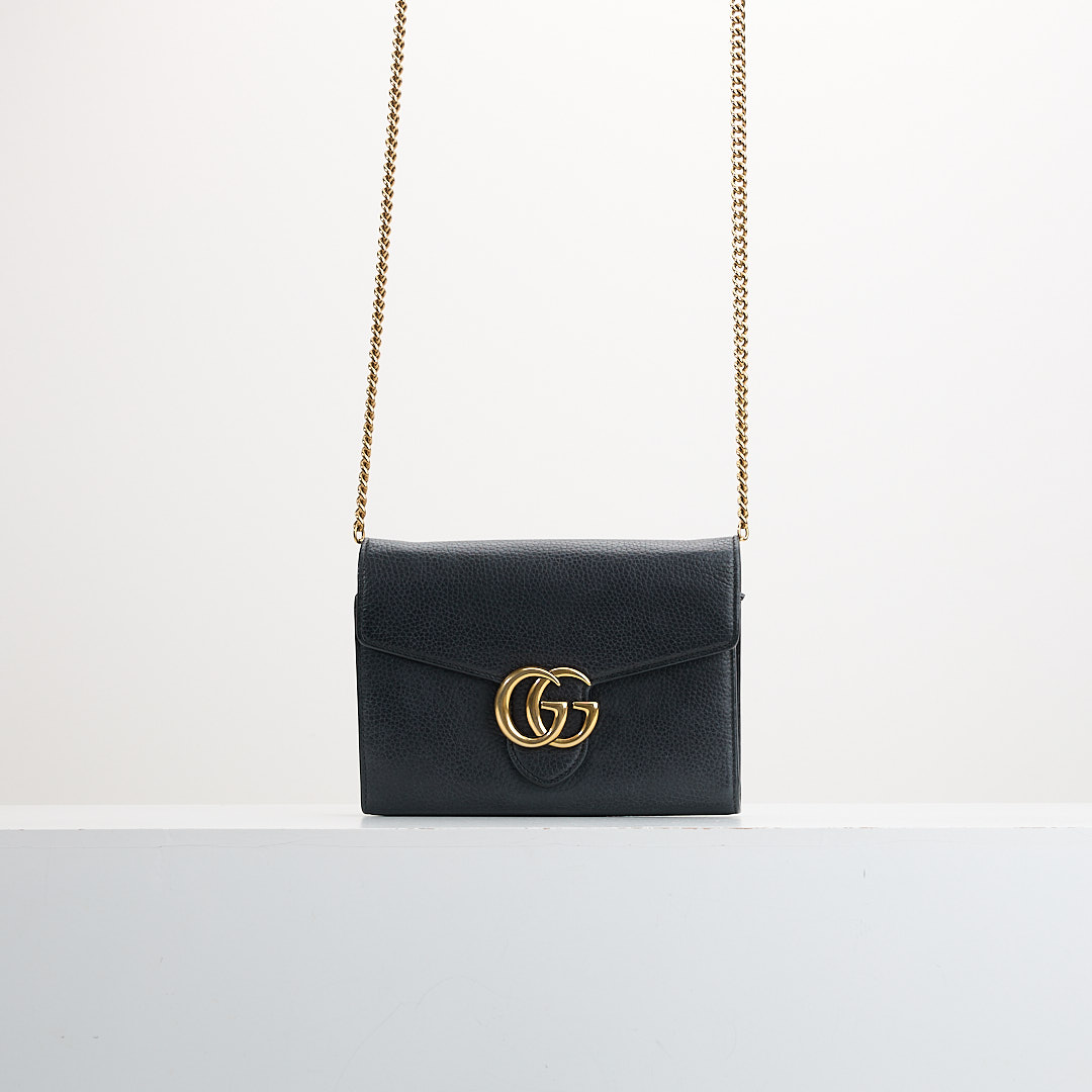 二手Gucci marmont woc風琴包/黑金