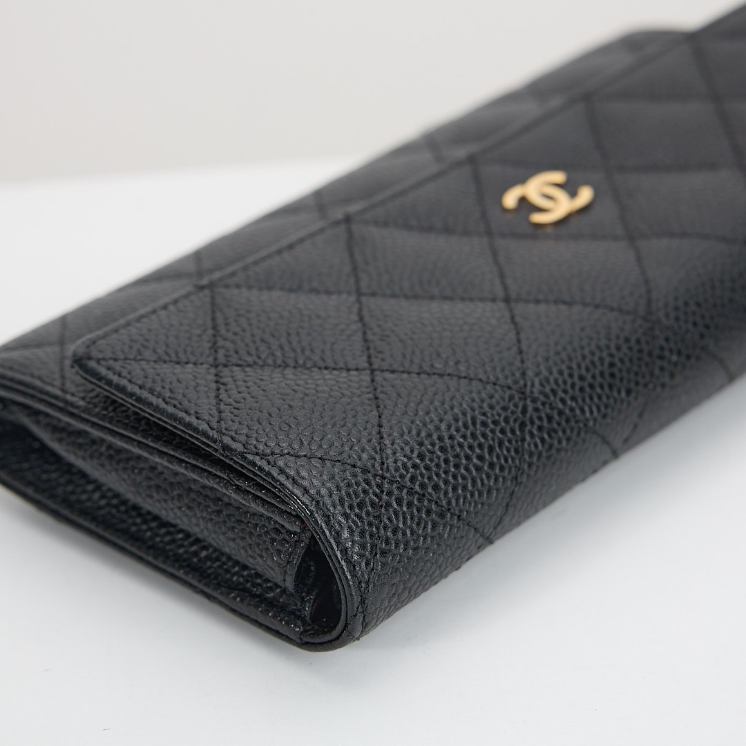 二手Chanel 經典口蓋長夾/黑金牛:圖片 4
