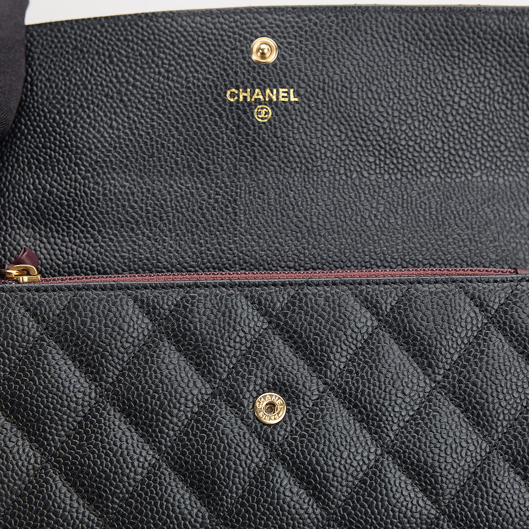 二手Chanel 經典口蓋長夾/黑金牛:圖片 17