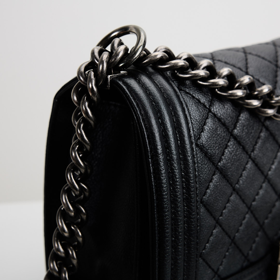 二手Chanel boy25 黑銀牛:圖片 5