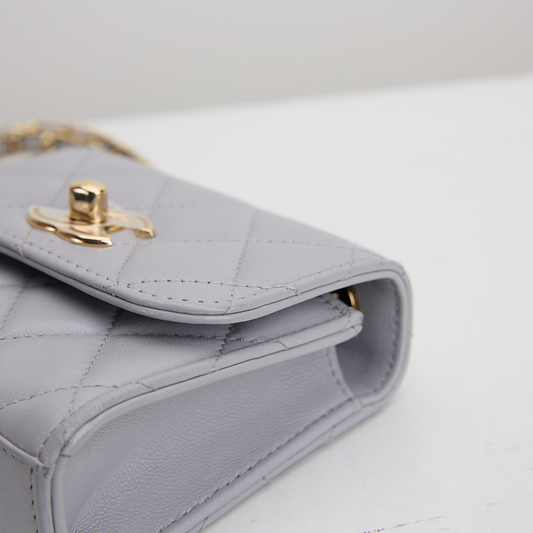 二手 Chanel trendy cc mini灰色金釦:圖片 4