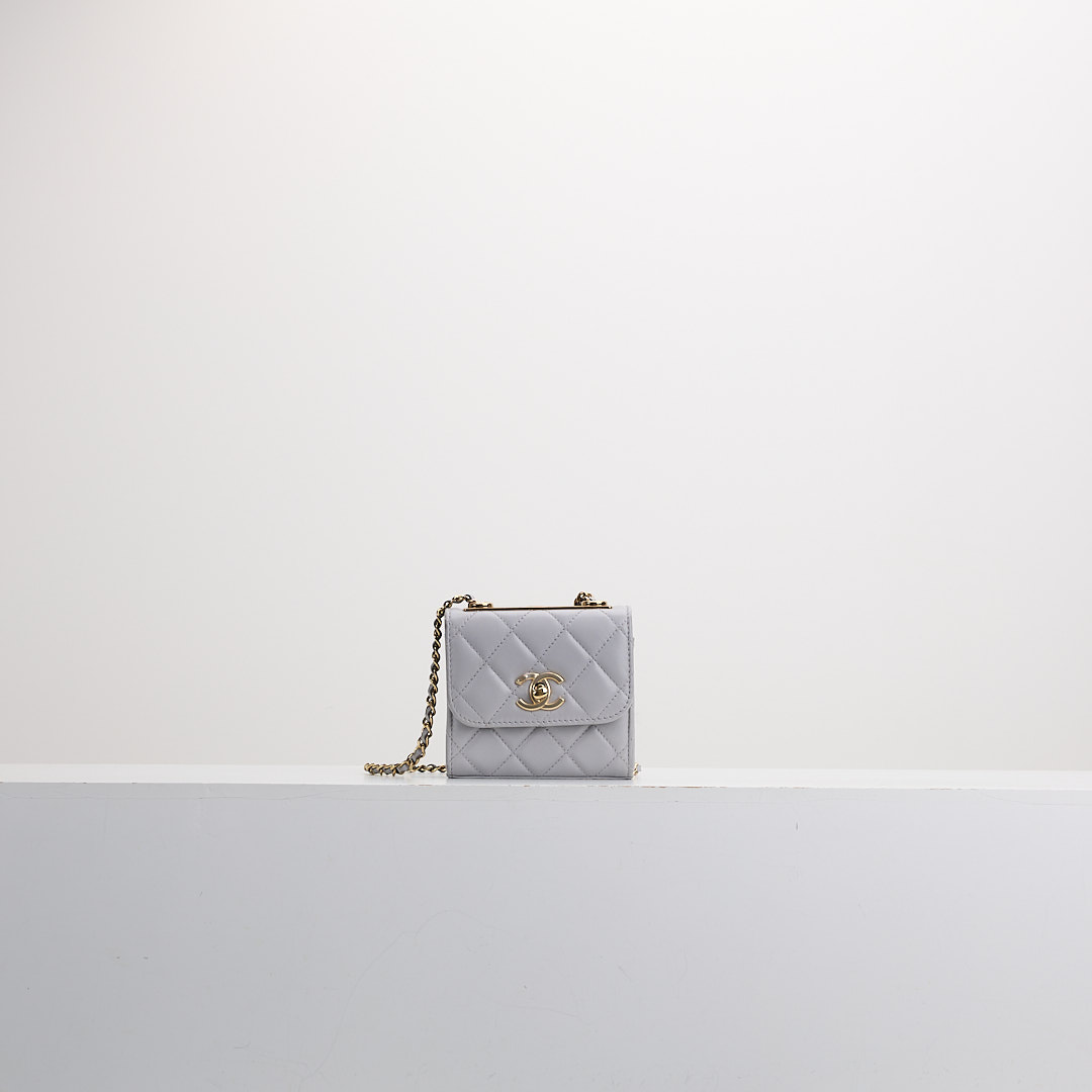 二手 Chanel trendy cc mini灰色金釦