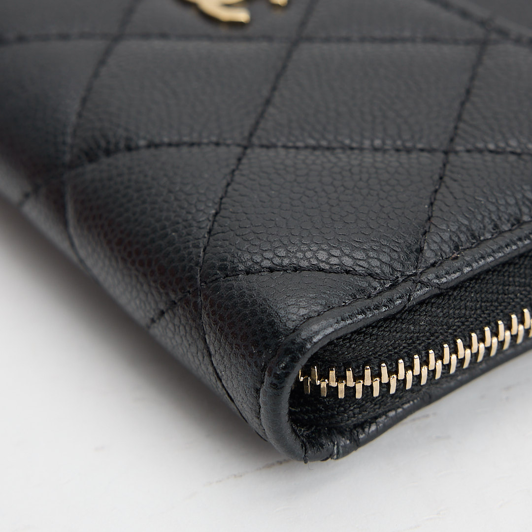 二手Chanel L拉鍊零錢卡包/黑金牛:圖片 11