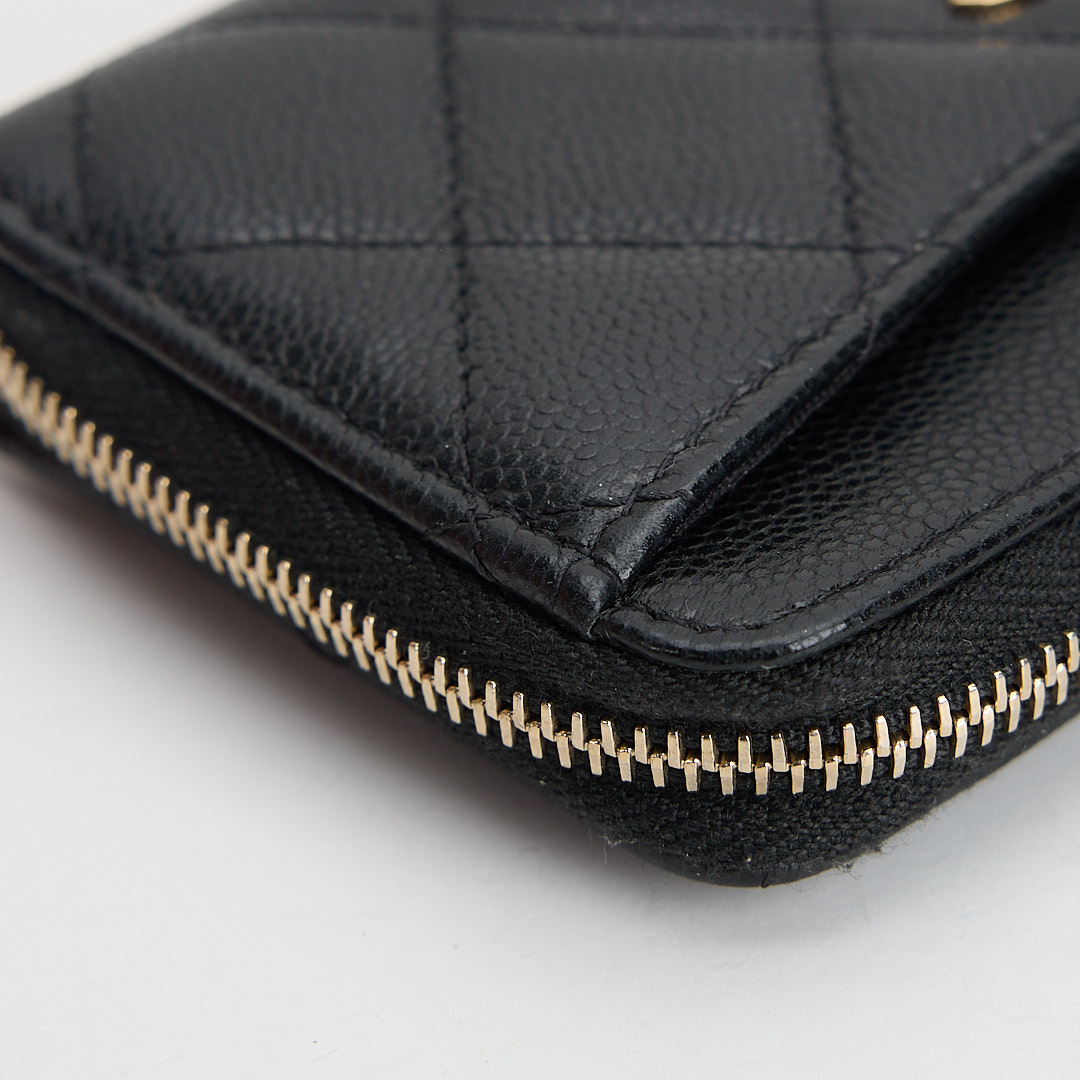 二手Chanel L拉鍊零錢卡包/黑金牛:圖片 10