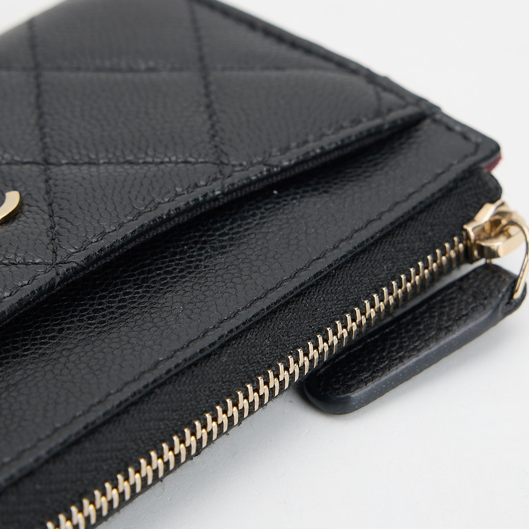 二手Chanel L拉鍊零錢卡包/黑金牛:圖片 9