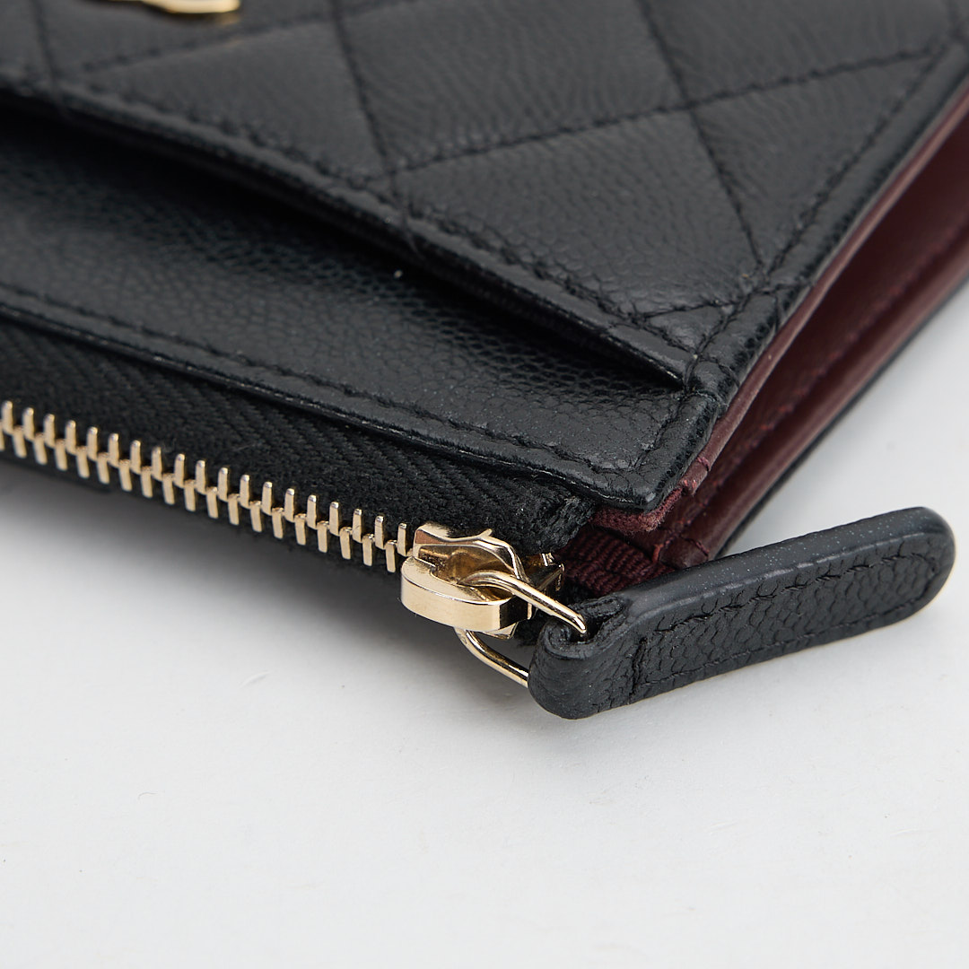 二手Chanel L拉鍊零錢卡包/黑金牛:圖片 8