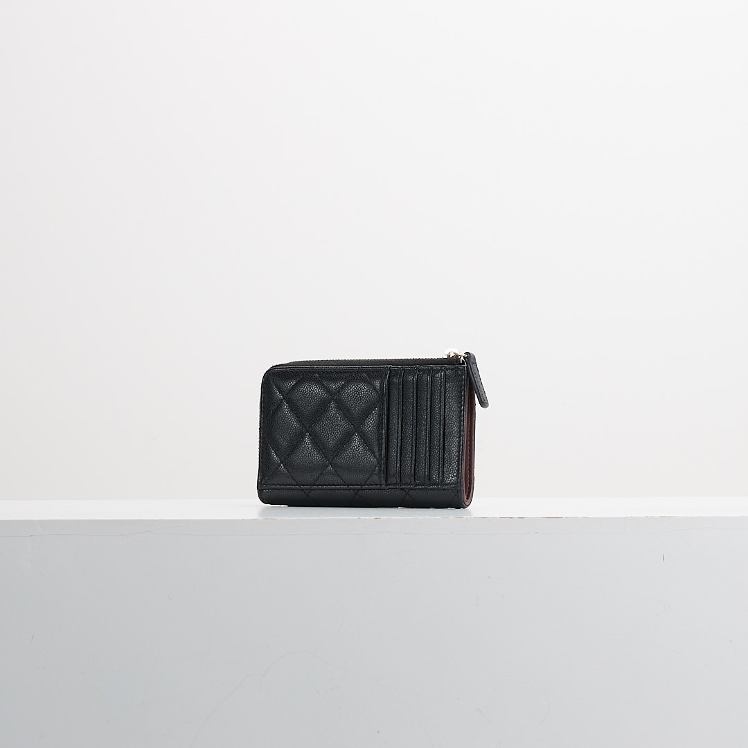 二手Chanel L拉鍊零錢卡包/黑金牛:圖片 3
