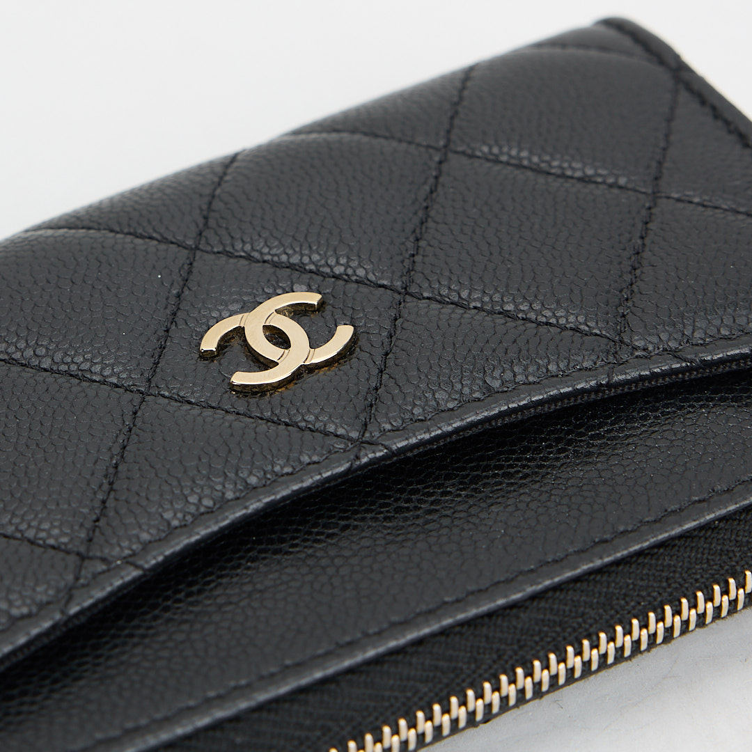 二手Chanel L拉鍊零錢卡包/黑金牛:圖片 6