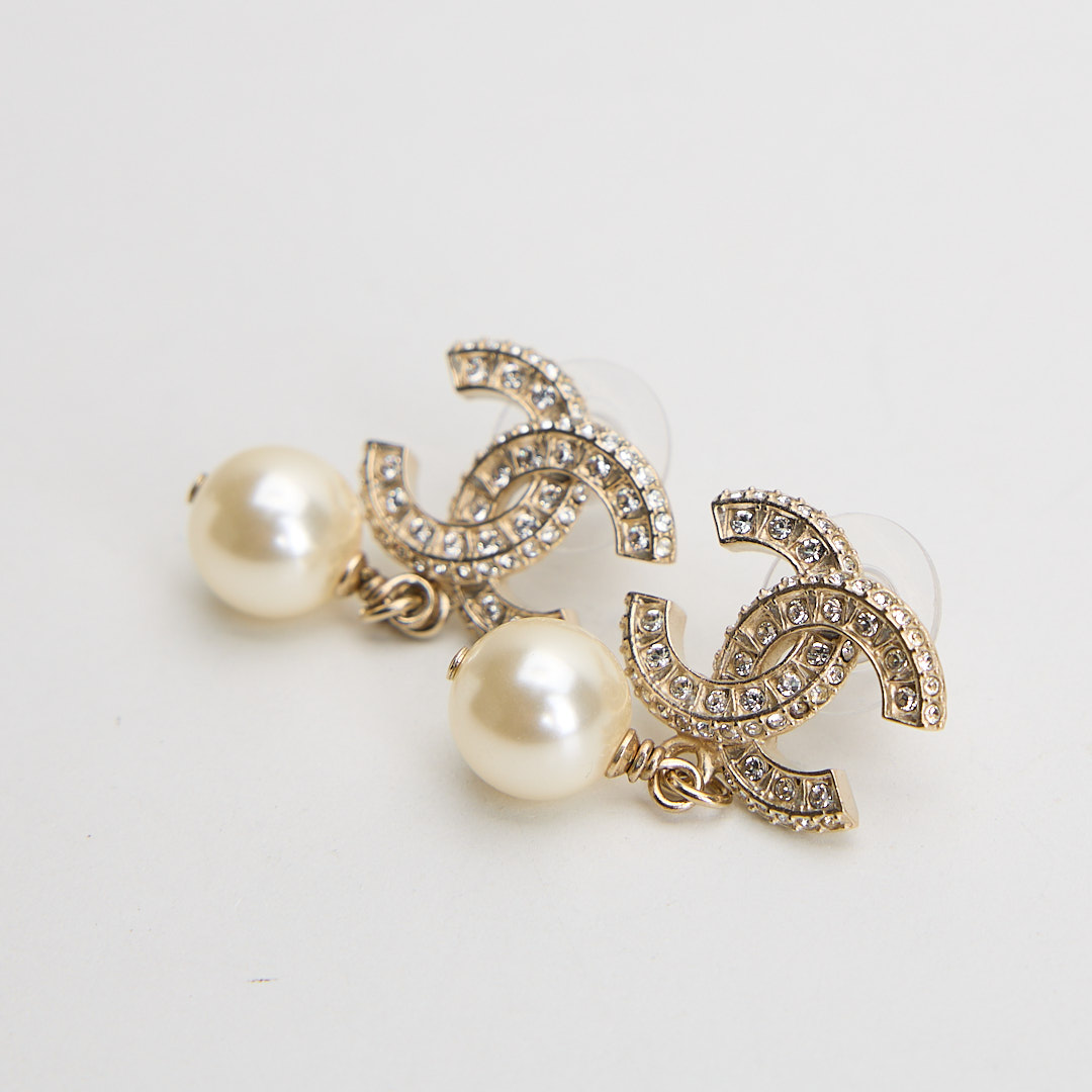 二手Chanel 經典款雙C珍珠耳環:圖片 6