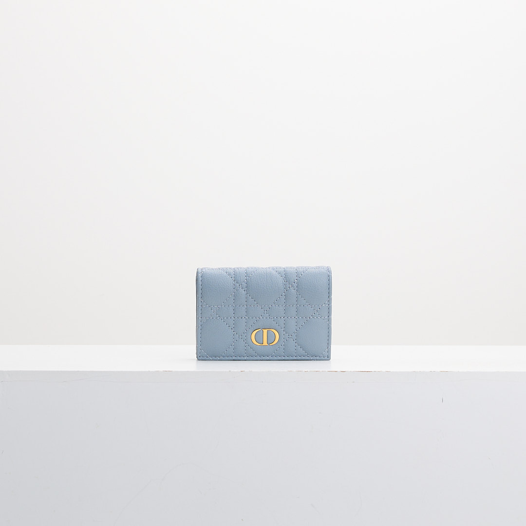 二手DIOR caro卡包/霧霾藍