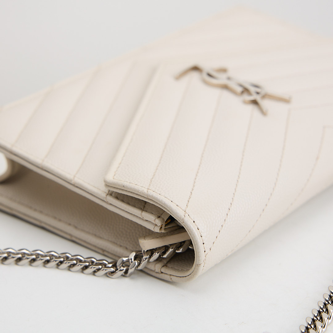 二手 YSL woc 小款信封包/白色銀扣:圖片 10