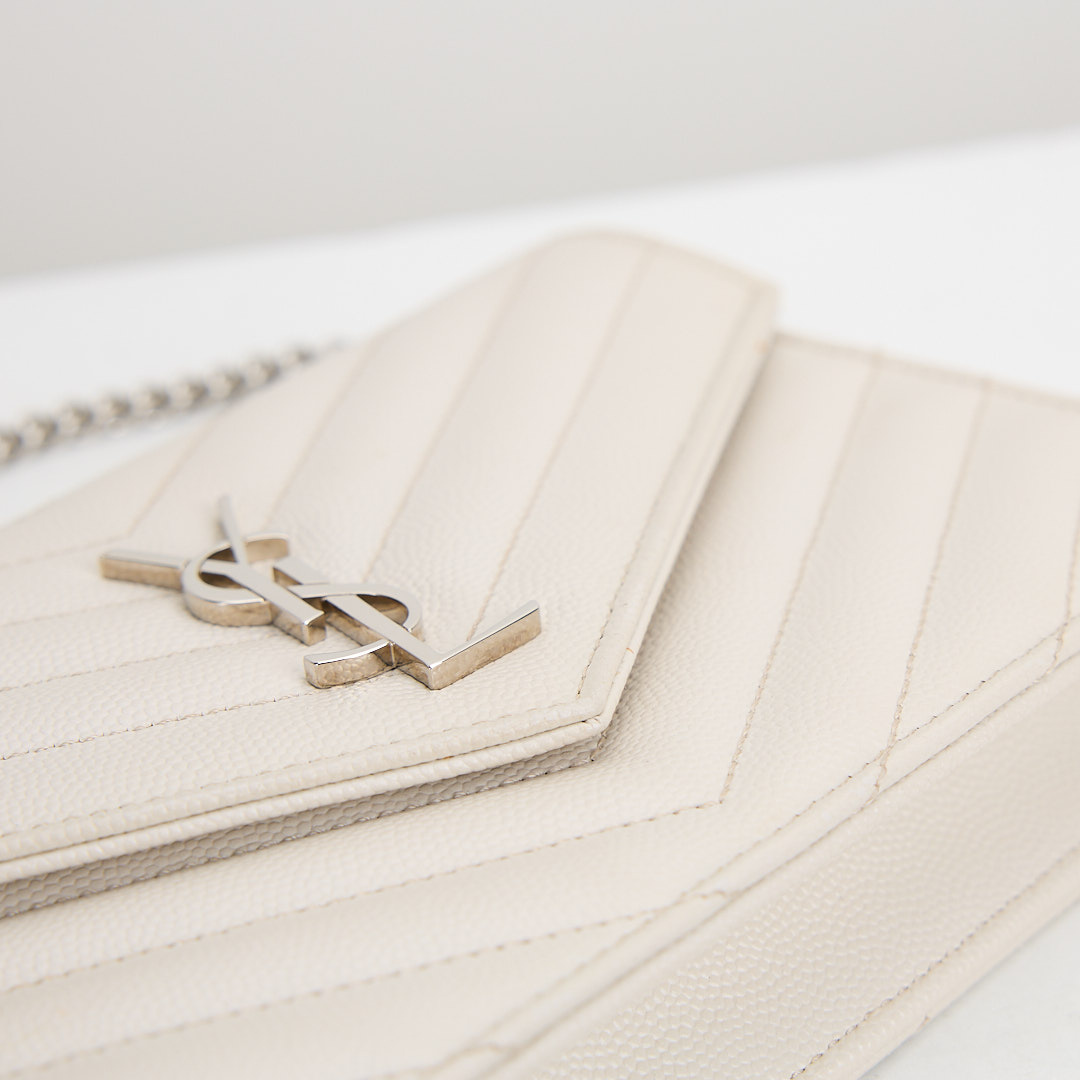 二手 YSL woc 小款信封包/白色銀扣:圖片 6