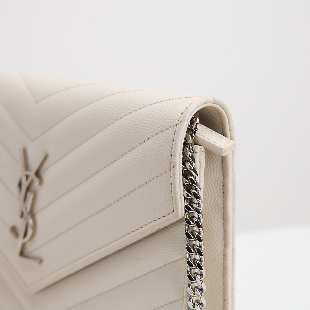 二手 YSL woc 小款信封包/白色銀扣:圖片 18