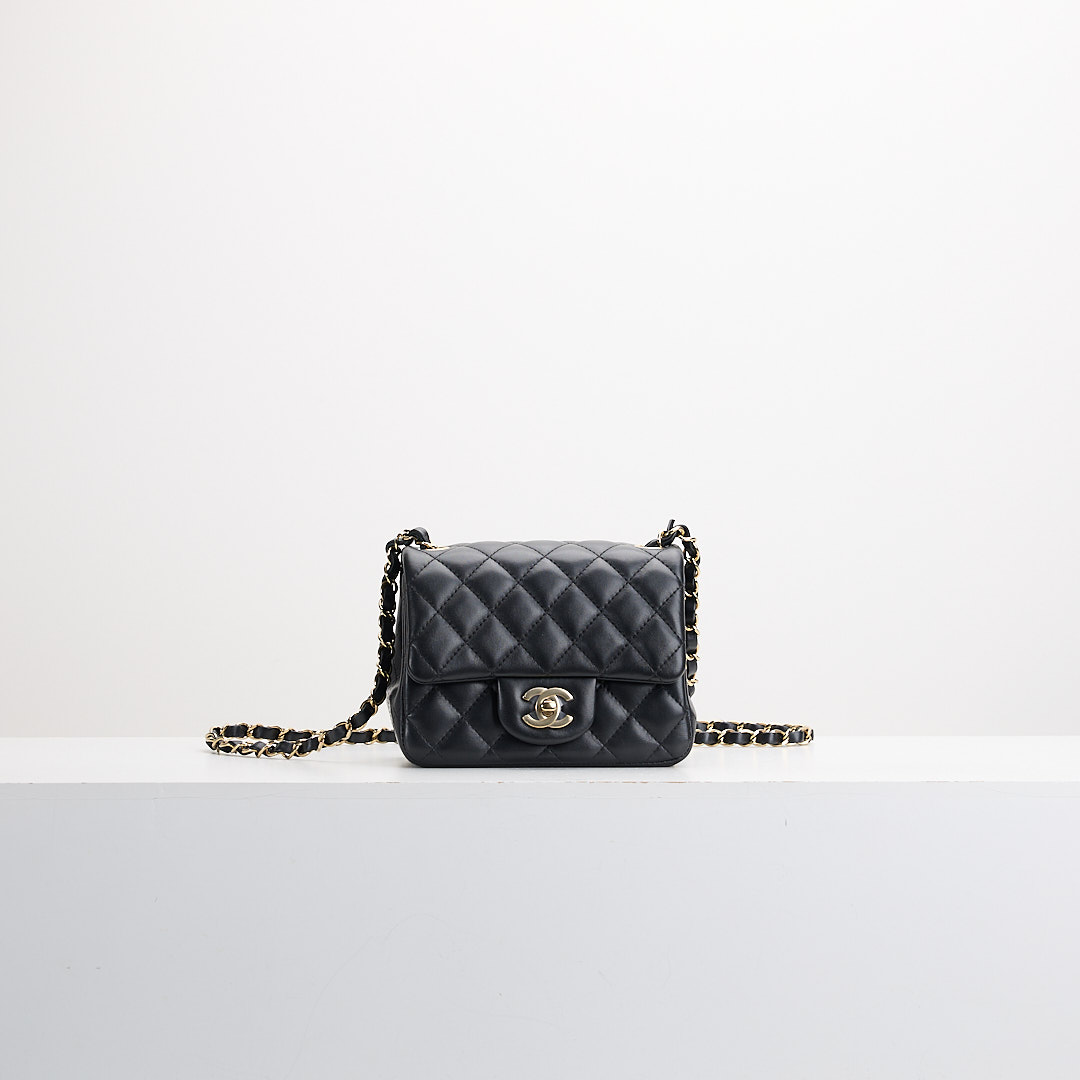 二手Chanel mini coco 17方胖/黑色 芯片款