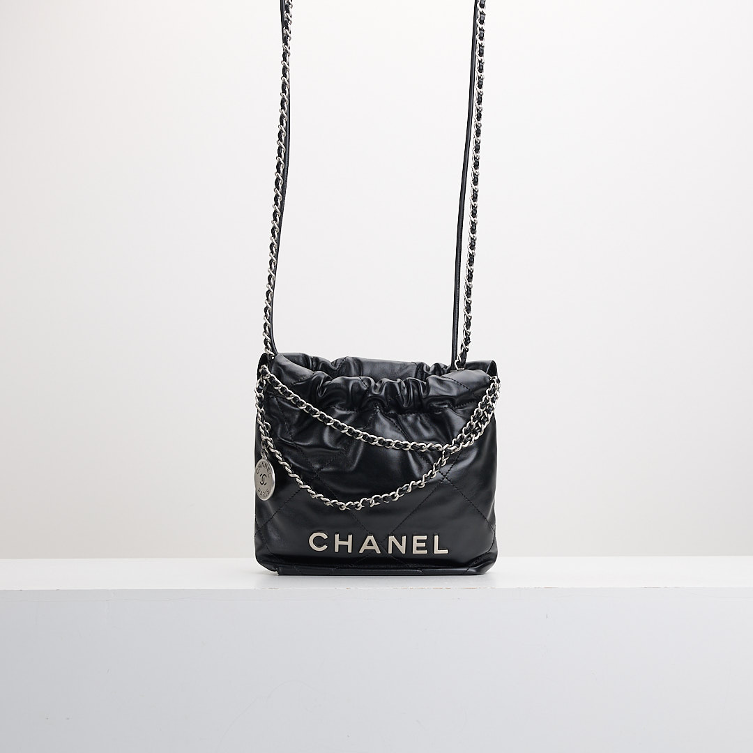 二手 Chanel 22bag mini 黑銀