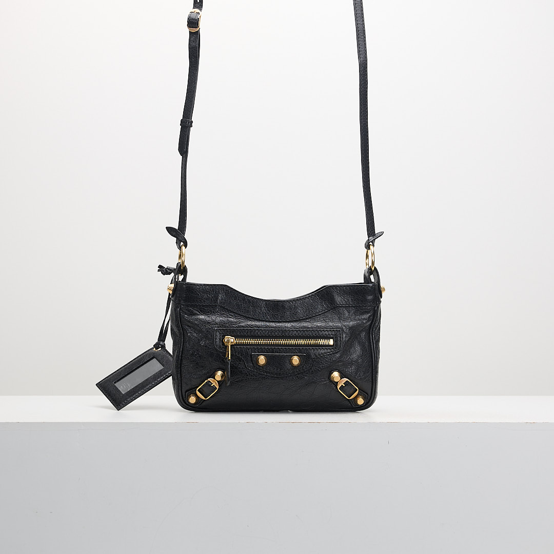 二手 Balenciaga hip機車斜背包/黑金