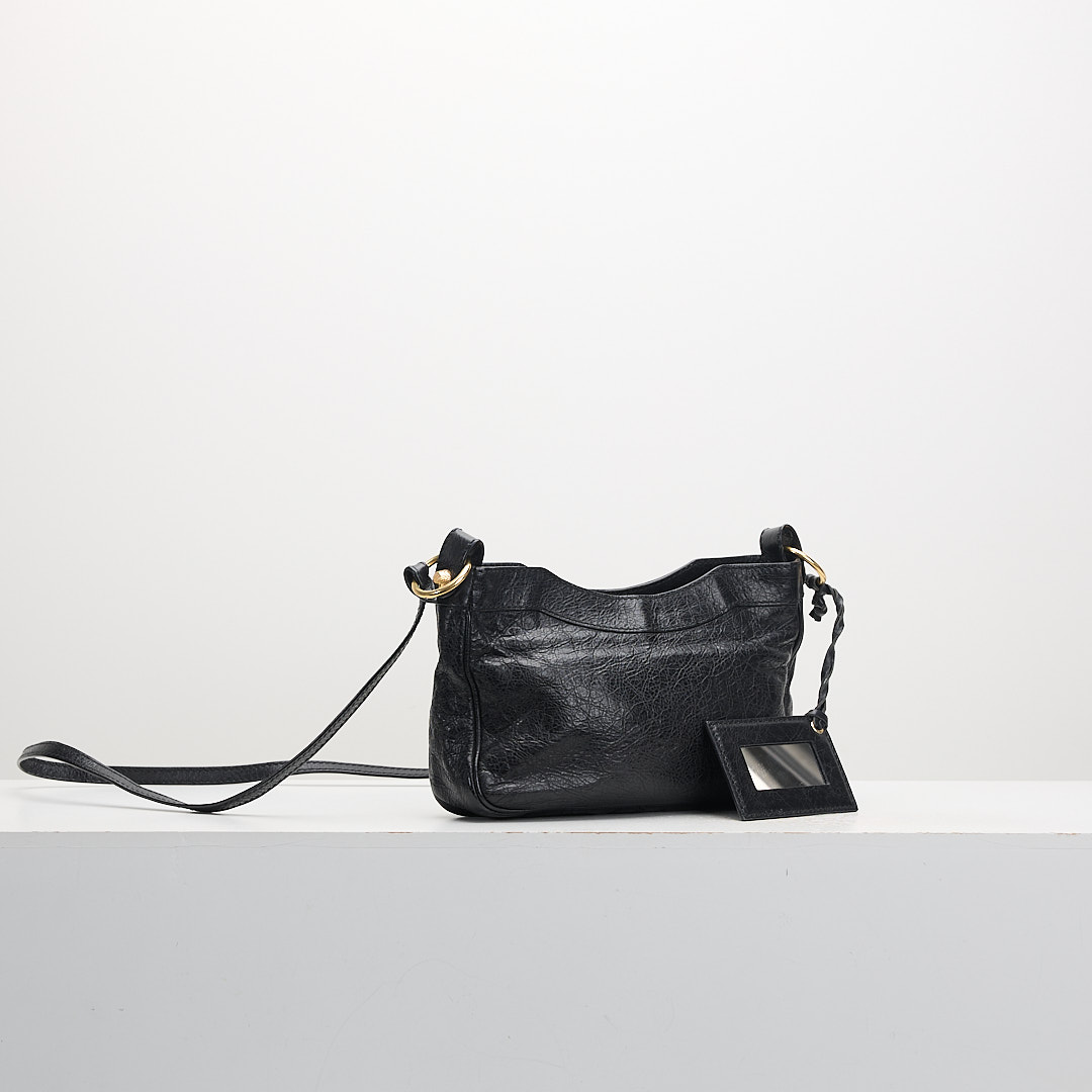 二手 Balenciaga hip機車斜背包/黑金:圖片 2
