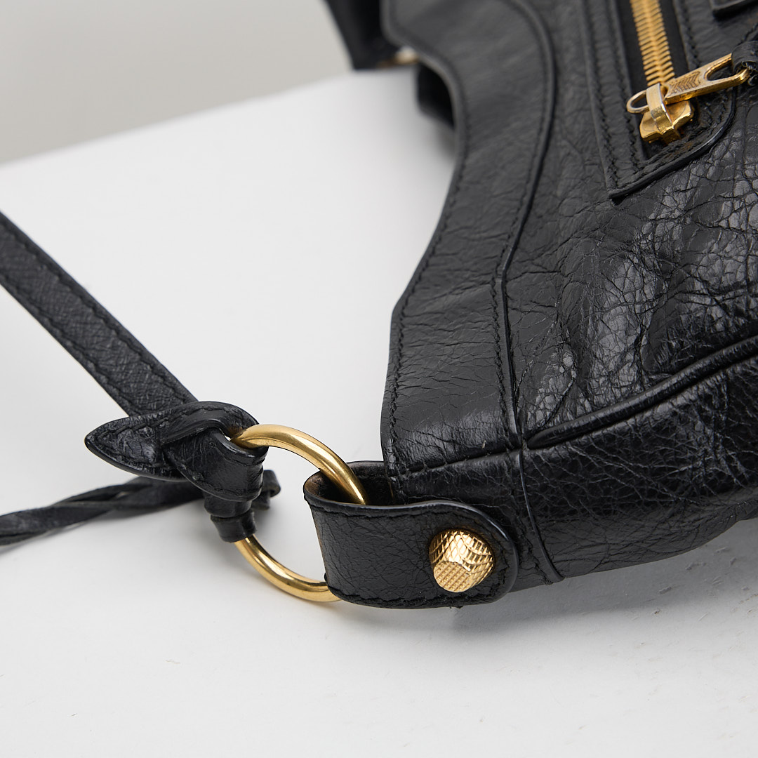 二手 Balenciaga hip機車斜背包/黑金:圖片 7