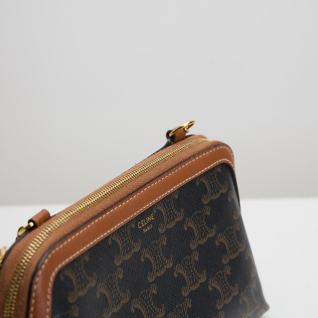 二手Celine 貝殼化妝包棕老花:圖片 2