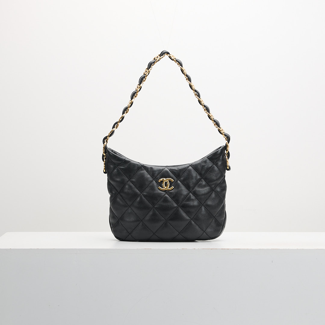 二手 Chanel 22k hobo 腋下包/黑色復古金