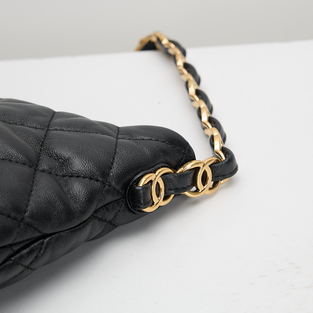 二手 Chanel 22k hobo 腋下包/黑色復古金:圖片 11