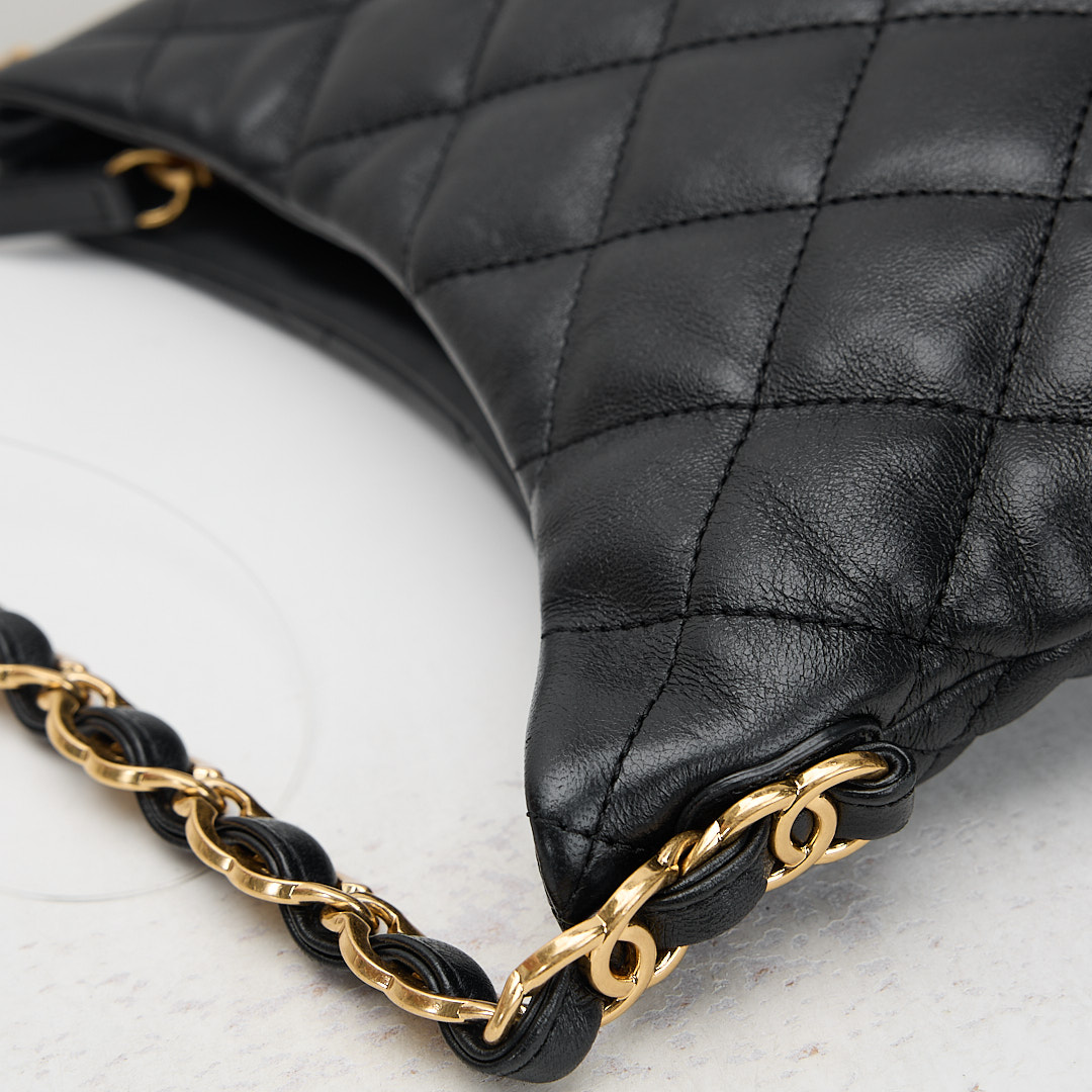 二手 Chanel 22k hobo 腋下包/黑色復古金:圖片 17