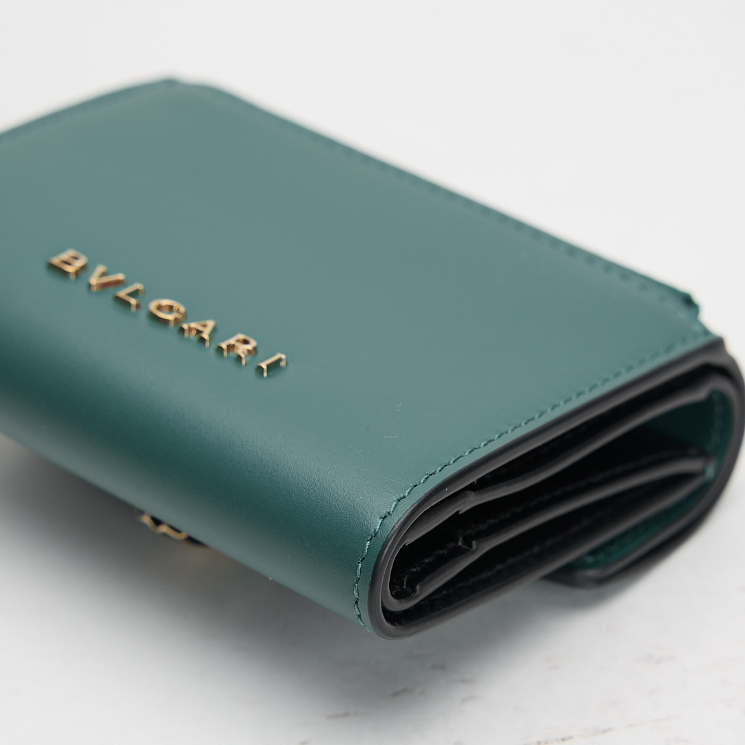 BVLGARI Serpenti Forever 蛇頭三折短夾 祖母綠:圖片 11