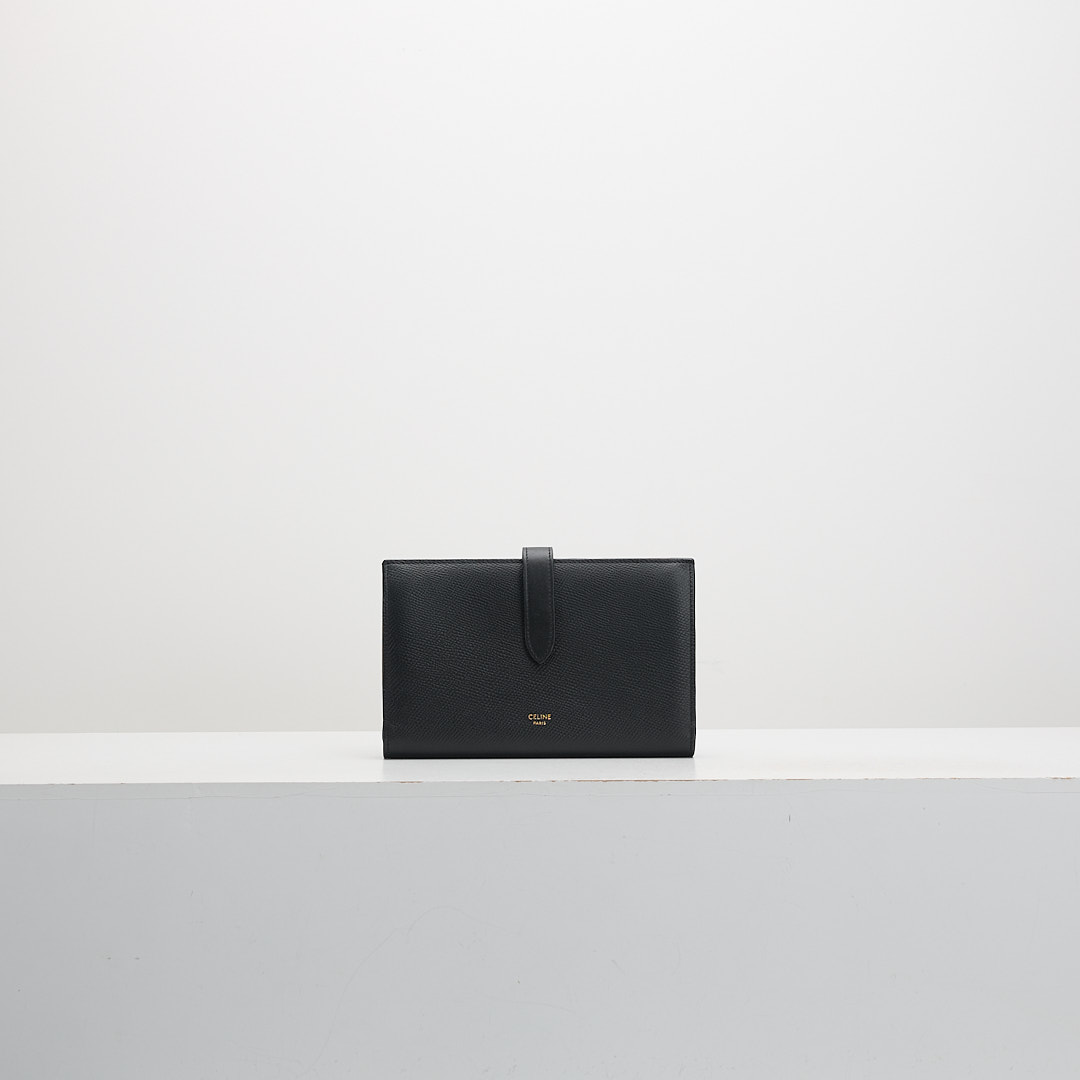 二手 Celine strap 牛皮長夾 黑色