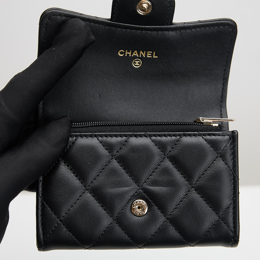 二手 Chanel CF單層拉鍊卡包/黑金羊:圖片 10