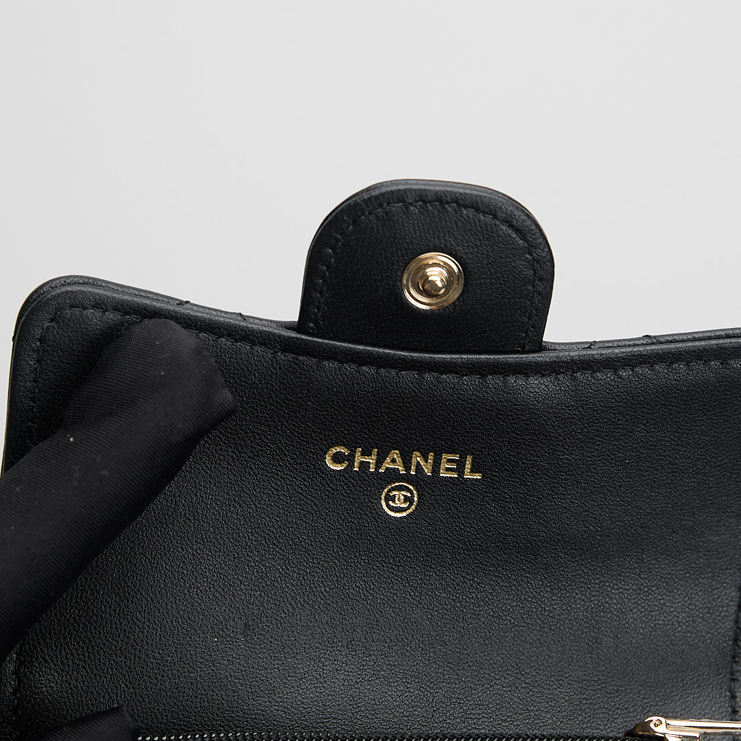 二手 Chanel CF單層拉鍊卡包/黑金羊:圖片 11